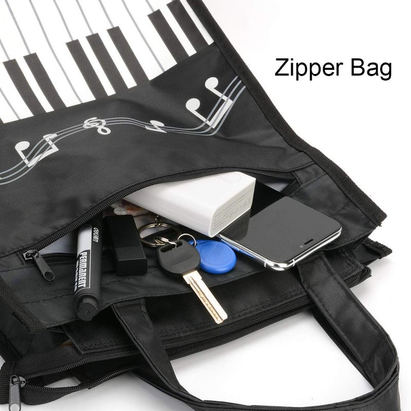 Rinastore Piano Keys Music Waterproof Oxford Cloth Handbag Tote Shopping Book Bag Gift for Kids & Students (Black) - Image 5